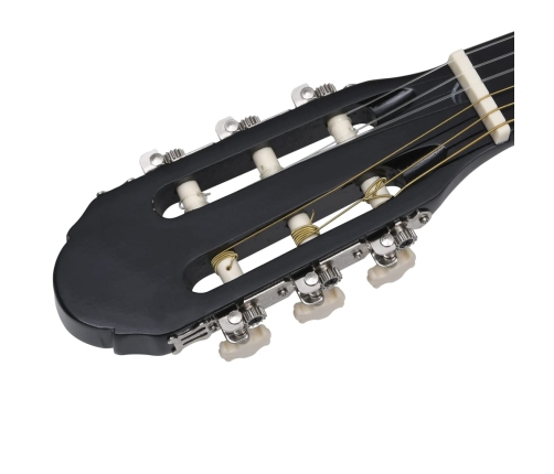 vidaXL 12-daļīgs ģitāras komplekts ar 6 stīgām un ekvalaizeru, melns