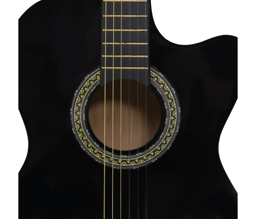 vidaXL 12-daļīgs ģitāras komplekts ar 6 stīgām un ekvalaizeru, melns