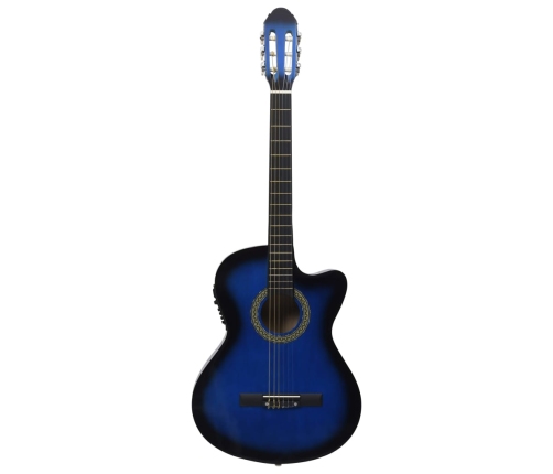 vidaXL 12-daļīgs ģitāras komplekts ar 6 stīgām un ekvalaizeru, zila