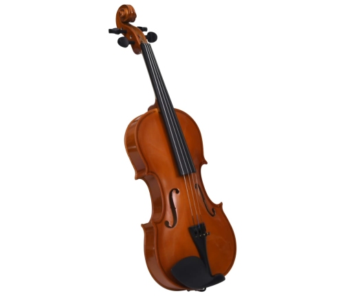 vidaXL vijoles komplekts ar lociņu un zoda balstu, dabīga krāsa, 4/4