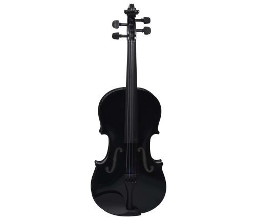 vidaXL vijoles komplekts ar lociņu un zoda balstu, melns, 4/4