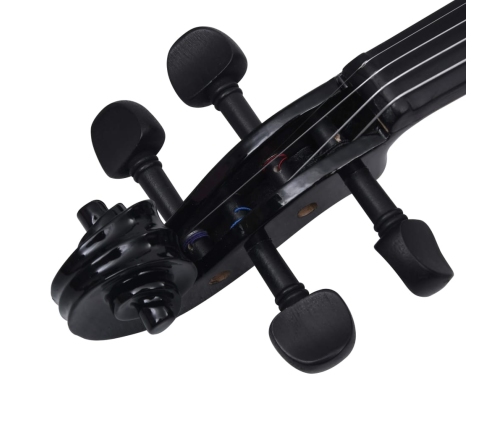 vidaXL vijoles komplekts ar lociņu un zoda balstu, melns, 4/4