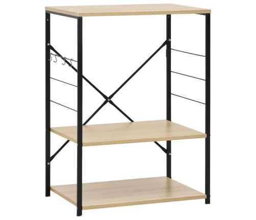 vidaXL virtuves plaukts, melns un ozolkoka krāsā, 60x39,6x79,5 cm