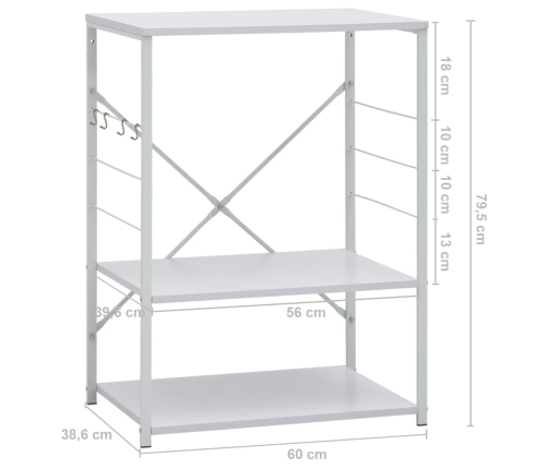 vidaXL virtuves plaukts, balts, 60x39,6x79,5 cm, inženierijas koks