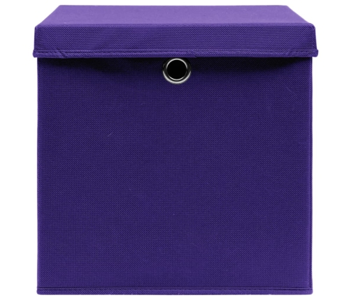 vidaXL uzglabāšanas kastes ar vāku, 4 gb., 32x32x32 cm, violets audums