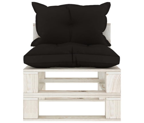 Vidējais Dārza Palešu Dīvāns Ar Melniem Matračiem, Koks Vidaxl