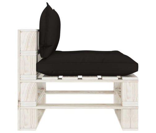 Vidējais Dārza Palešu Dīvāns Ar Melniem Matračiem, Koks Vidaxl
