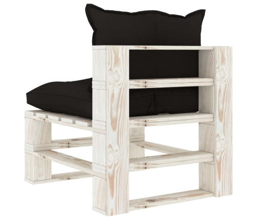 Vidējais Dārza Palešu Dīvāns Ar Melniem Matračiem, Koks Vidaxl