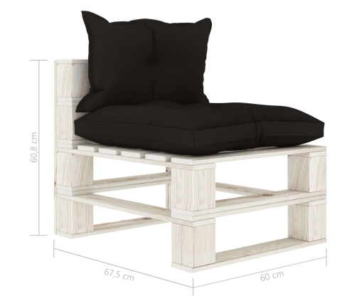 Vidējais Dārza Palešu Dīvāns Ar Melniem Matračiem, Koks Vidaxl