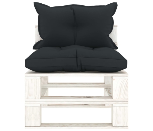 Vidējais Dārza Palešu Dīvāns Ar Pelēkiem Matračiem, Koks Vidaxl