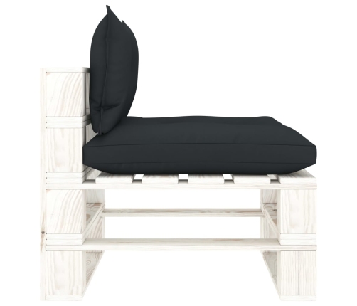 Vidējais Dārza Palešu Dīvāns Ar Pelēkiem Matračiem, Koks Vidaxl