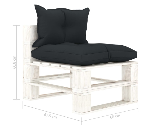 Vidējais Dārza Palešu Dīvāns Ar Pelēkiem Matračiem, Koks Vidaxl