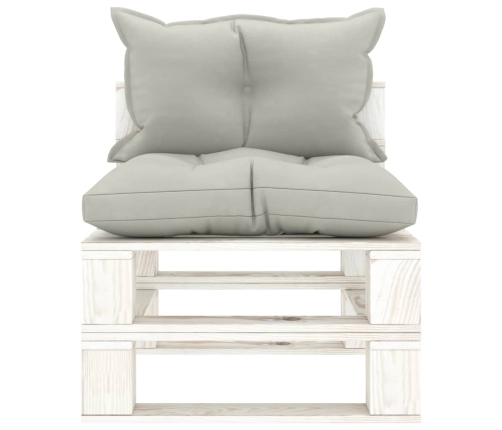 Vidējais Dārza Palešu Dīvāns Ar Pelēkbrūniem Matračiem, Koks Vidaxl