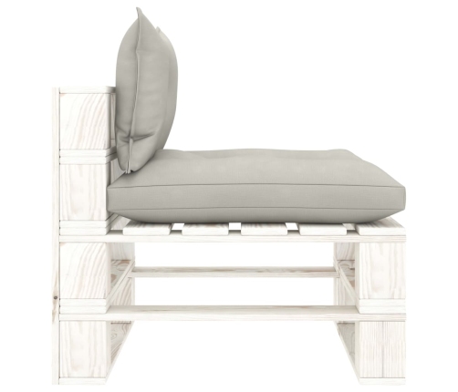 Vidējais Dārza Palešu Dīvāns Ar Pelēkbrūniem Matračiem, Koks Vidaxl