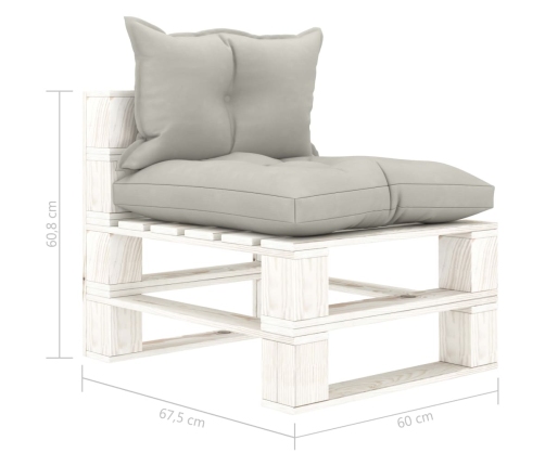 Vidējais Dārza Palešu Dīvāns Ar Pelēkbrūniem Matračiem, Koks Vidaxl