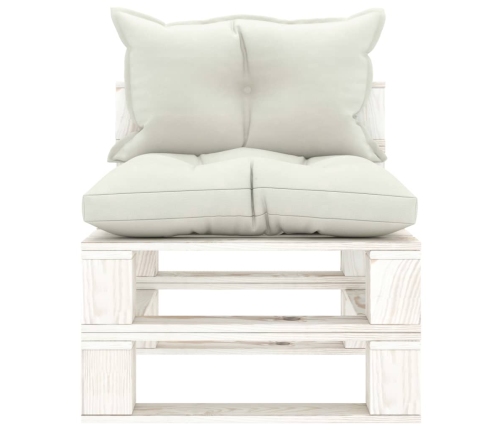 Vidējais Dārza Palešu Dīvāns Ar Bēšiem Matračiem, Koks Vidaxl