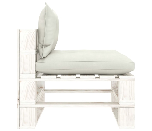 Vidējais Dārza Palešu Dīvāns Ar Bēšiem Matračiem, Koks Vidaxl