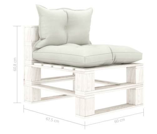 Vidējais Dārza Palešu Dīvāns Ar Bēšiem Matračiem, Koks Vidaxl