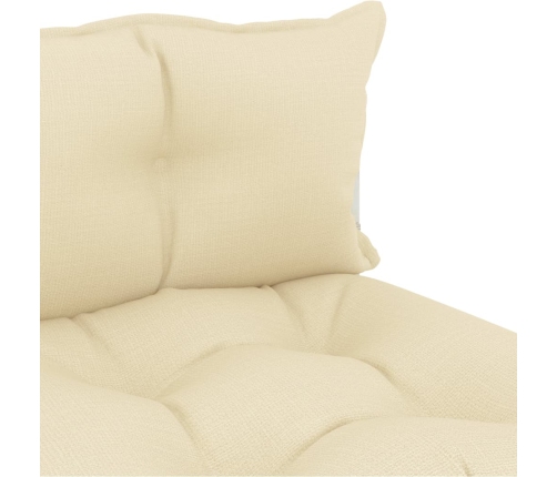 Vidējais Dārza Palešu Dīvāns Ar Krēmkrāsas Matračiem, Koks Vidaxl