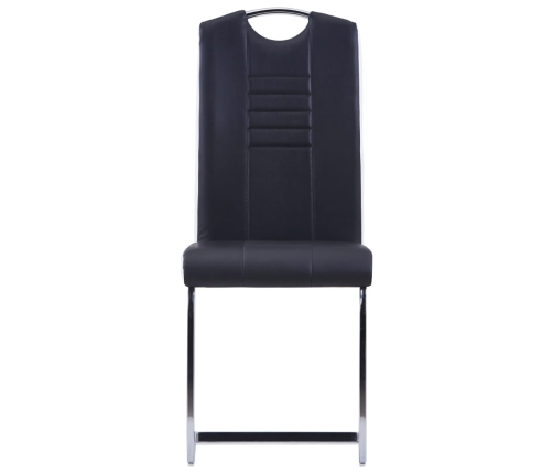 vidaXL virtuves galds un 4 krēsli, melna mākslīgā āda