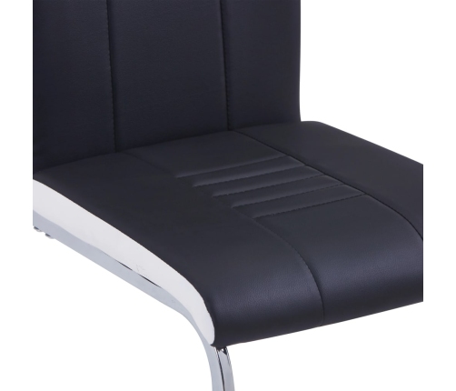 vidaXL virtuves galds un 4 krēsli, melna mākslīgā āda