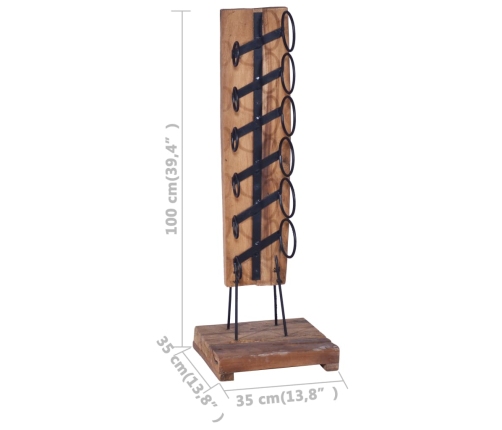vidaXL vīna pudeļu plaukts 6 pudelēm, 35x35x100 cm, masīvs tīkkoks