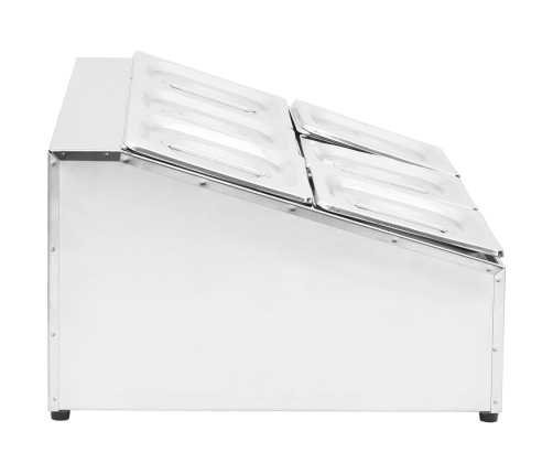 vidaXL Gastronorm trauki ar turētāju, 6 gab., GN 1/6, tērauds