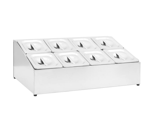 vidaXL Gastronorm trauki ar turēju, 8 gab., GN 1/6, nerūsējošs tērauds