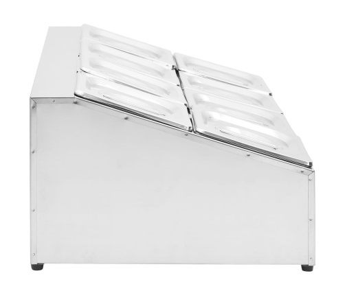 vidaXL Gastronorm trauki ar turēju, 8 gab., GN 1/6, nerūsējošs tērauds