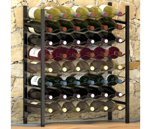 vidaXL vīna pudeļu plaukts, 48 pudelēm, melns metāls