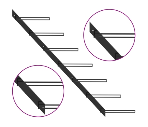 vidaXL vīna pudeļu sienas plaukts 7 pudelēm, melns metāls