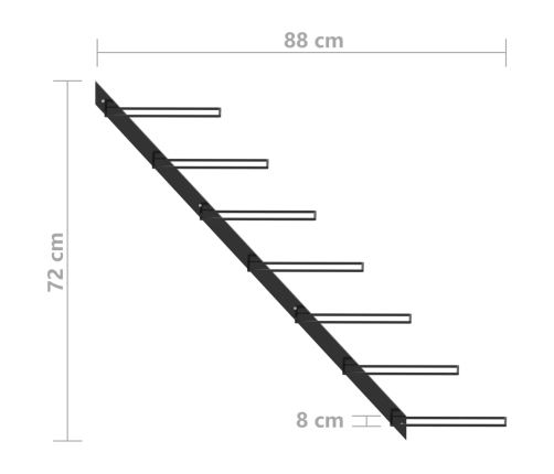 vidaXL vīna pudeļu sienas plaukts 7 pudelēm, melns metāls