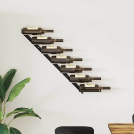 Vīna Pudeļu Sienas Plaukts 7 Pudelēm, Melns Metāls Vidaxl