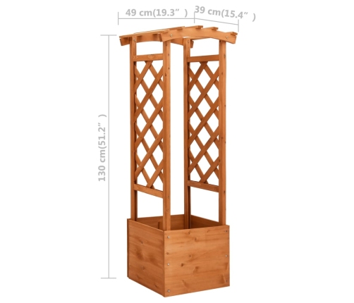 vidaXL vīteņaugu režģis ar kasti un arku, 49x39x130 cm, egles koks