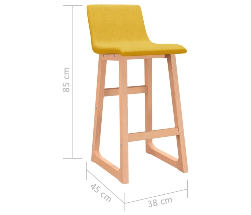 vidaXL bāra krēsli, 2 gab., sinepju dzeltens audums
