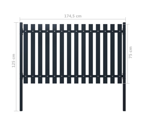 Žoga Panelis, Antracītpelēks, 174,5X75 Cm, Tērauds Vidaxl