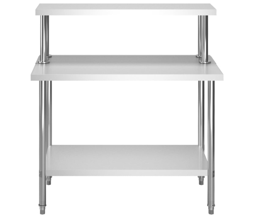 vidaXL virtuves darba galds ar plauktu, 120x60x120 cm, tērauds