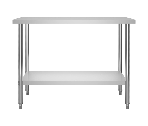vidaXL virtuves darba galds ar plauktu, 120x60x120 cm, tērauds