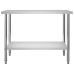 vidaXL virtuves darba galds ar plauktu, 120x60x120 cm, tērauds