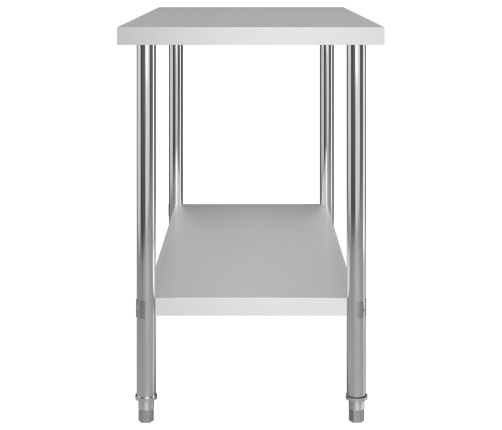vidaXL virtuves darba galds ar plauktu, 120x60x120 cm, tērauds
