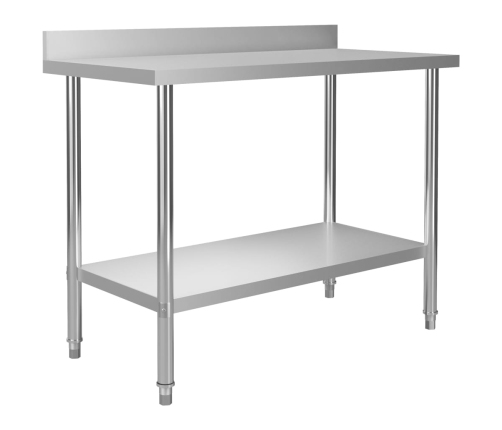 vidaXL virtuves darba galds ar plauktu, 120x60x120 cm, tērauds