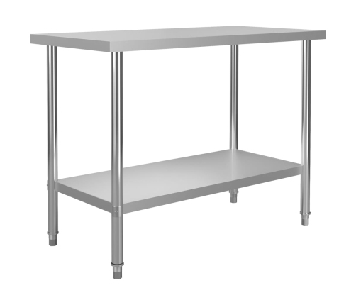 vidaXL virtuves darba galds ar plauktu, 120x60x150 cm, tērauds