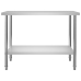 vidaXL virtuves darba galds ar plauktu, 120x60x150 cm, tērauds