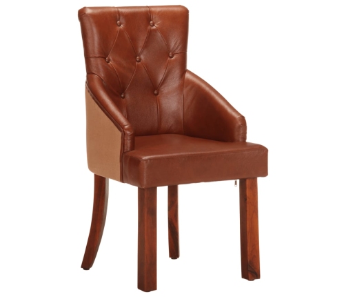 vidaXL virtuves krēsli, 2 gab., brūna dabīgā kazas āda