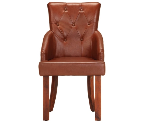 vidaXL virtuves krēsli, 2 gab., brūna dabīgā kazas āda