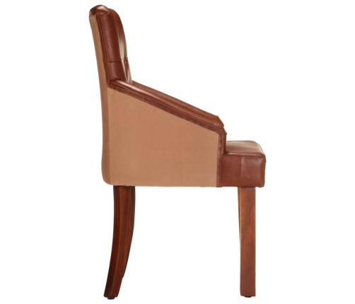 vidaXL virtuves krēsli, 2 gab., brūna dabīgā kazas āda