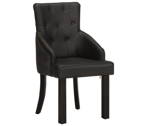 vidaXL virtuves krēsli, 2 gab., melna dabīgā kazas āda