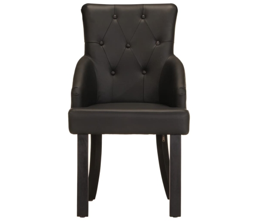 vidaXL virtuves krēsli, 2 gab., melna dabīgā kazas āda