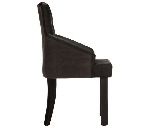 vidaXL virtuves krēsli, 2 gab., melna dabīgā kazas āda