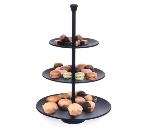Excellent Houseware servēšanas statīvs, 3 stāvi, 36,5 cm, matēti melns